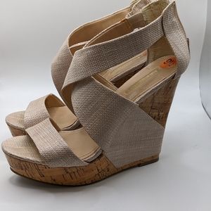 BCBGeneration Rando Corkwood Platform Wedges SIZE 9.5